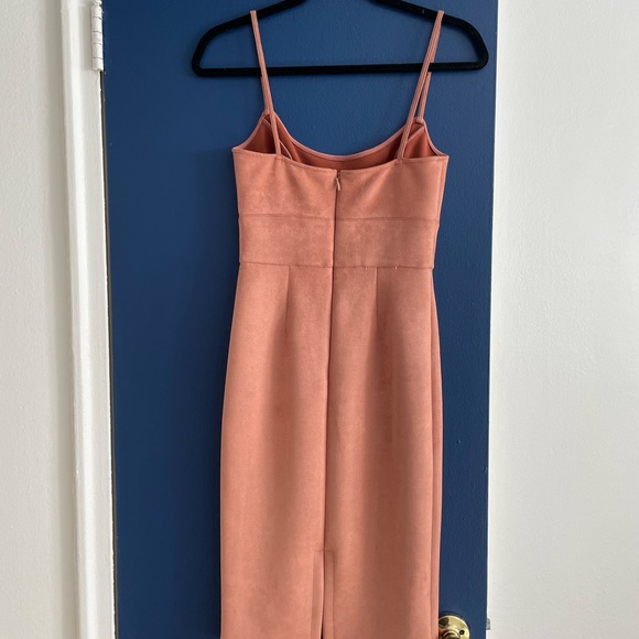 SEXY BCBG MAXARIA XS SUEDE DRESS ROSE GOLD COLOR Mid length spaghetti strap - Picture 5 of 8